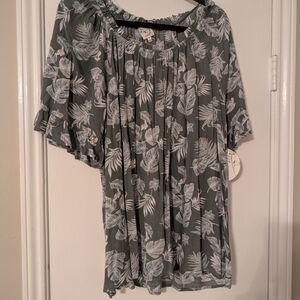 NAIF Gray Floral Off-Shoulder Blouse
